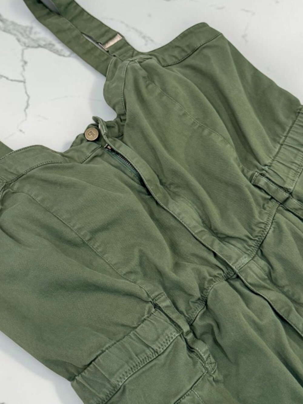 Anthropologie Pilcro Rosie Utility Wide-Leg Jumpsuit Size XL Tall Olive Green - Picture 5 of 12